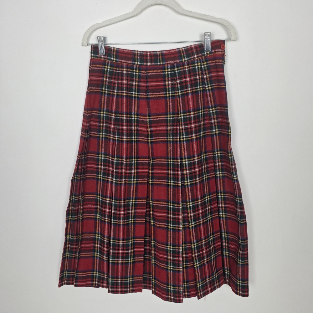 Vintage Red Plaid A-Line Skirt